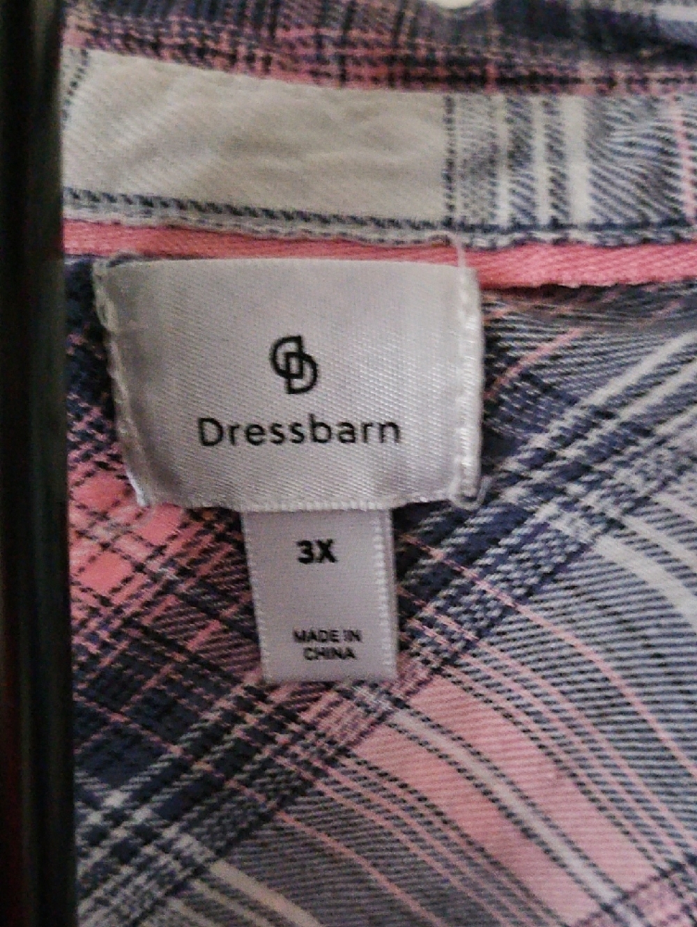 dressbarn Pink and Navy Plaid Button-Up Shirt - Picture 2 of 4